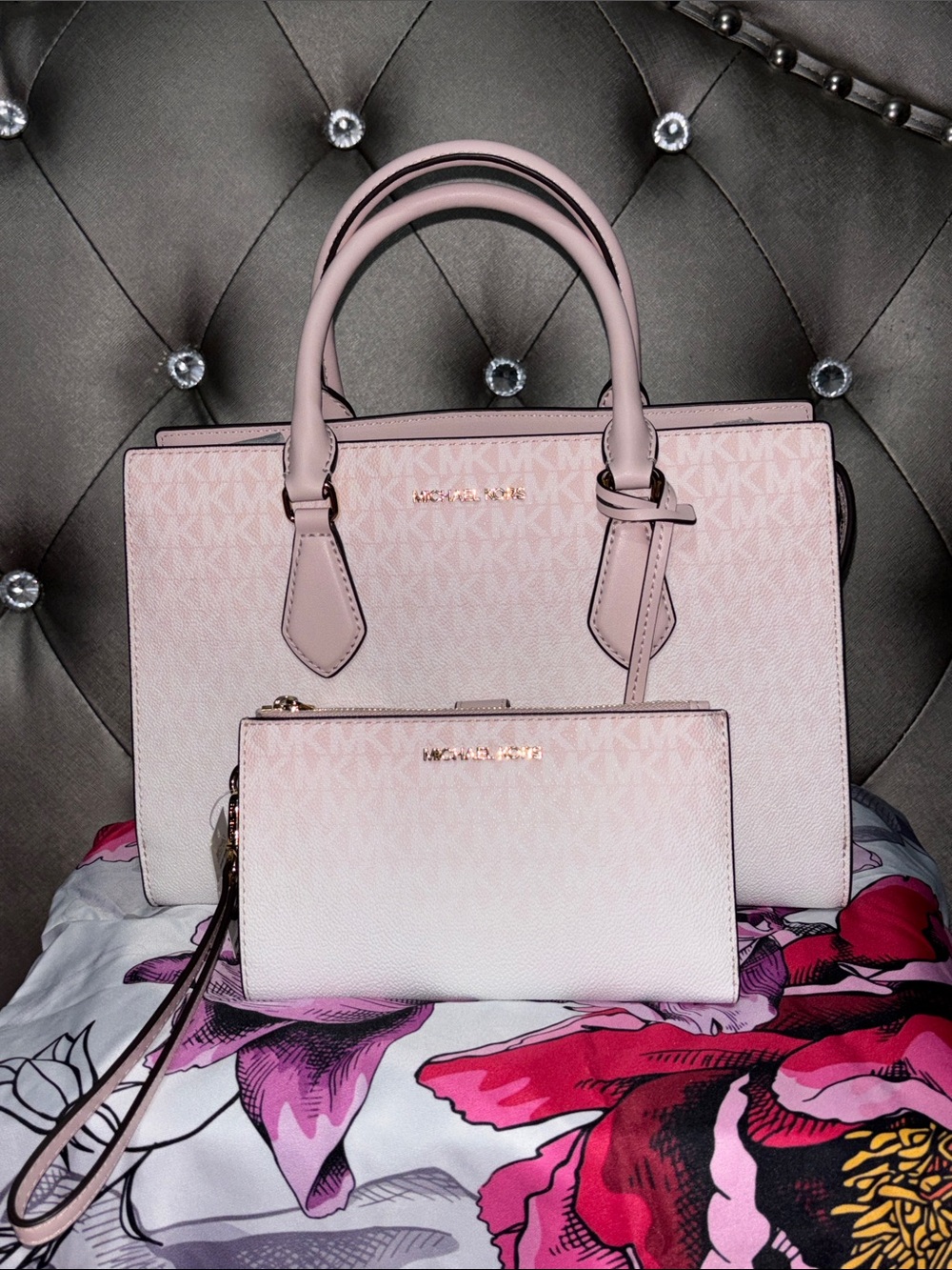 Michael Kors Sheila Medium Ombré Signature Logo Satchel and matching Wallet